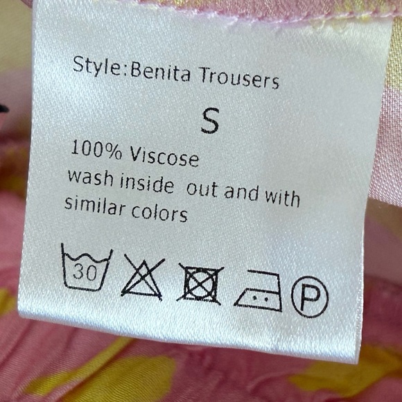 Hunkon Women's Pink and Yellow Benita Trousers From Denmark Size Small - Picture 9 of 10